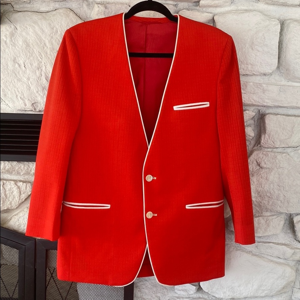 Bright red and white trim vintage blazer